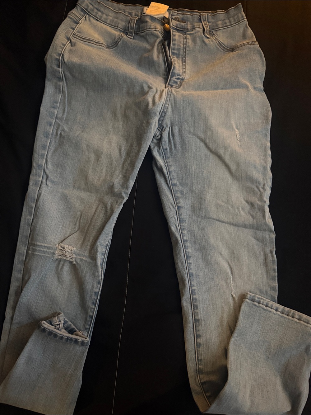 Encore Jeans Men's Slim Straight Light Blue Distressed Denim